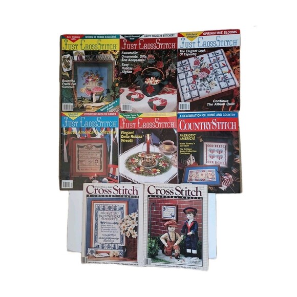 Vintage Cross Stitch Magazines - Lot of 8 - Crafts - 1980s & 1990s - Picture 1 of 1